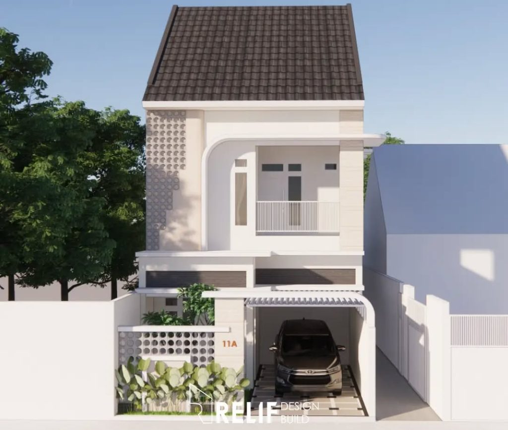 Desain rumah tinggal 2 lantai di atas lahan 6x19, Rumah tinggal berkonsep desain modern tropis